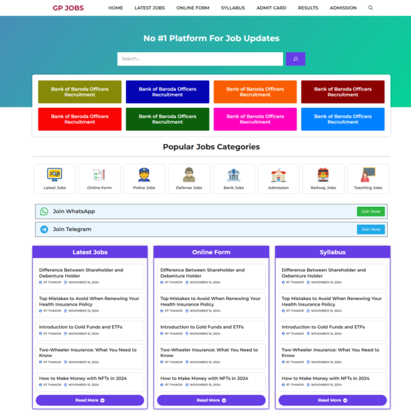 Sarkari Job Website Templates For GeneratePress
